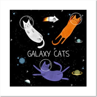 Cats in space. Cute typographi print with cats astronaut. Posters and Art